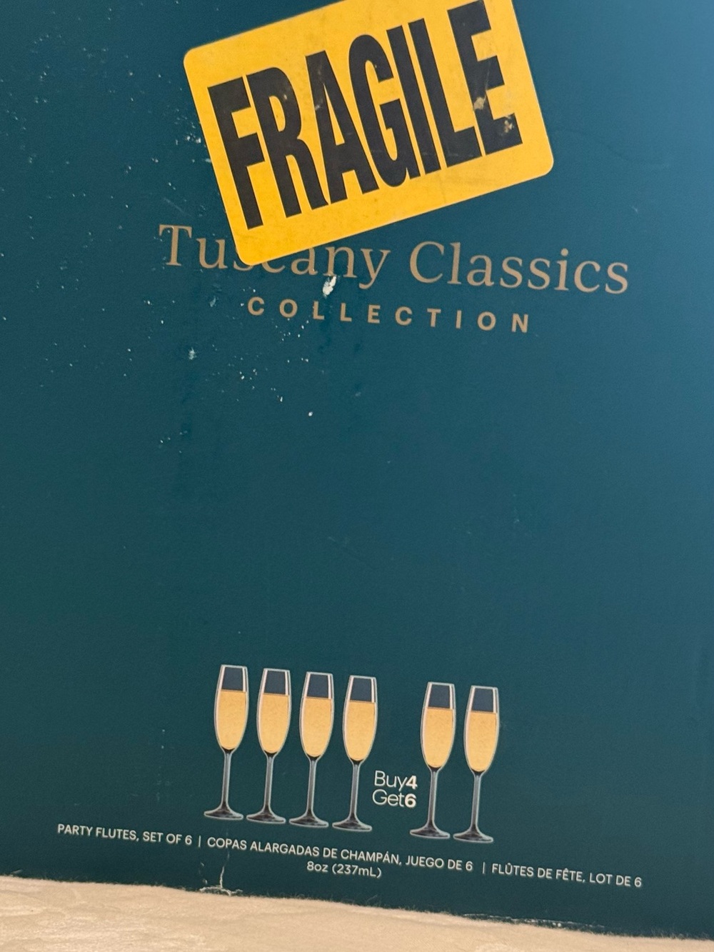 Tuscany Classics Champagne Flute Set - Teal Box 5 Pieces